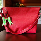 Full Grain Leather Zipper Red Dog Penny Shoulder Bag Purse or Crossbody Bag