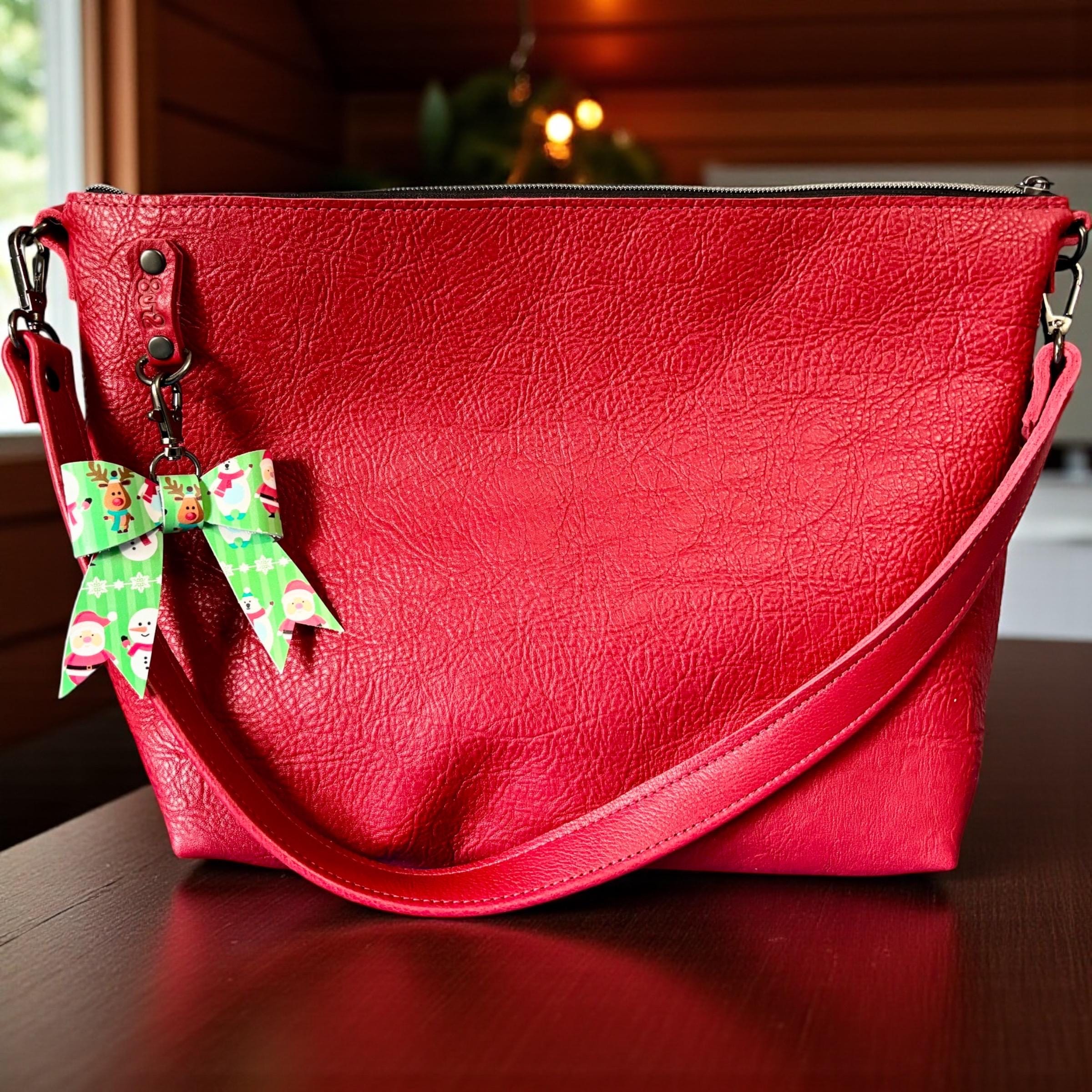 Full Grain Leather Zipper Red Dog Penny Shoulder Bag Purse or Crossbody Bag