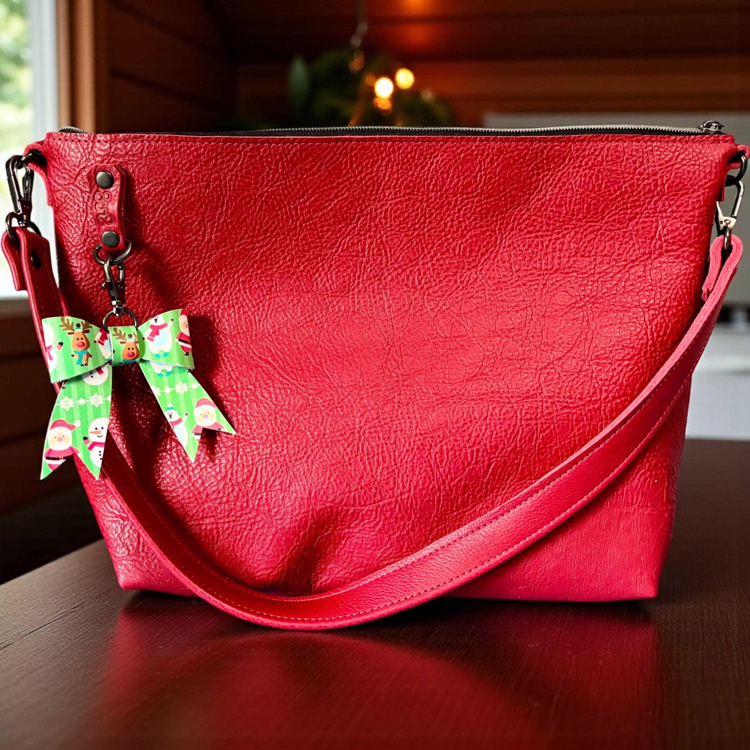 Full Grain Leather Zipper Dog Charlotte Shoulder Bag Purse or Crossbody Bag
