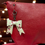 Real Leather Holiday Leather Bow -Tote Bag, Tassel, Reindeer, Candy Cane, Christmas Tree, Santa, Gingerbread Man, Christmas