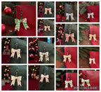 Real Leather Holiday Leather Bow -Tote Bag, Tassel, Reindeer, Candy Cane, Christmas Tree, Santa, Gingerbread Man, Christmas