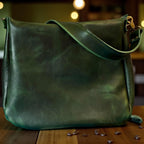 Handcrafted Full Grain Leather Zipper Boho Dog Crossbody Shoulder Purse Bag Large