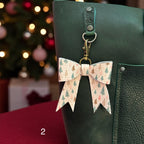 Real Leather Holiday Leather Bow -Tote Bag, Tassel, Reindeer, Candy Cane, Christmas Tree, Santa, Gingerbread Man, Christmas