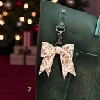 Real Leather Holiday Leather Bow -Tote Bag, Tassel, Reindeer, Candy Cane, Christmas Tree, Santa, Gingerbread Man, Christmas