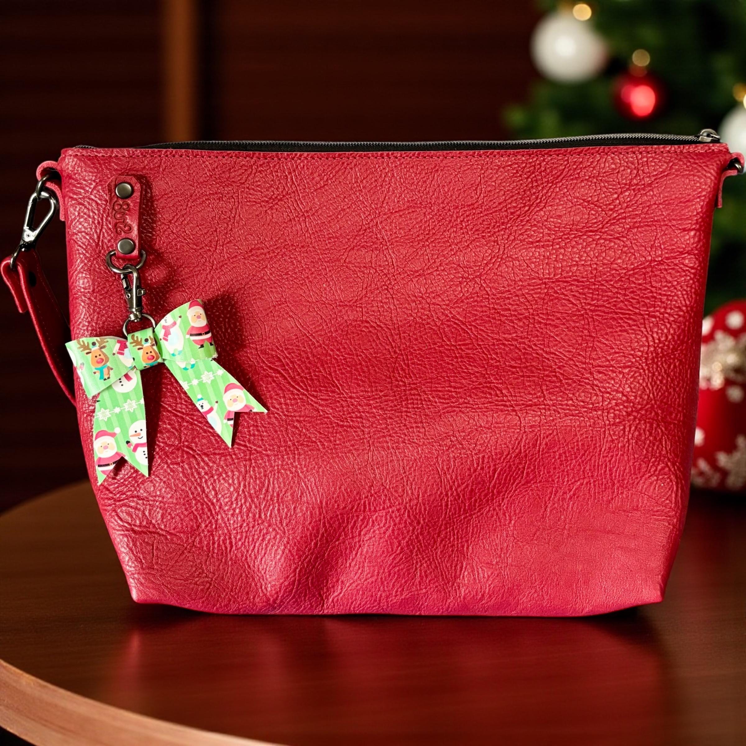 Full Grain Leather Zipper Red Dog Penny Shoulder Bag Purse or Crossbody Bag