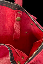Full Grain Real Leather Zipper Red Dog Hartlee Crossbody or Shoulder Bag Purse