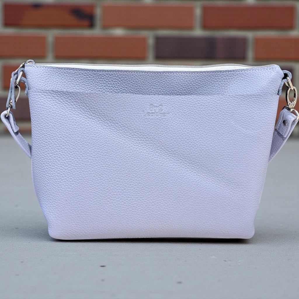 Handcrafted Full Grain Leather Crossbody Bag - Light Blue Shoulder Purse