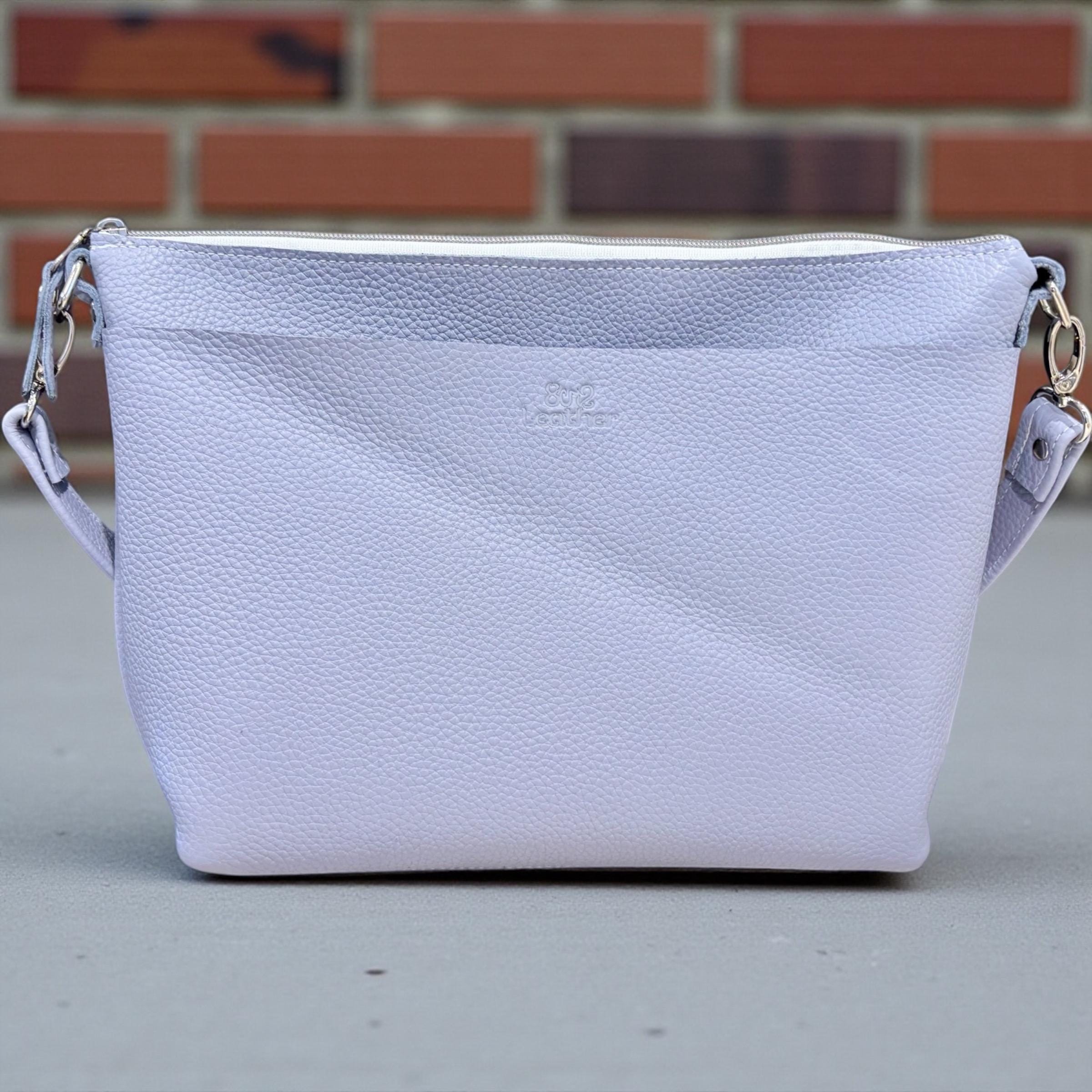 Handcrafted Full Grain Leather Crossbody Bag - Light Blue Shoulder Purse