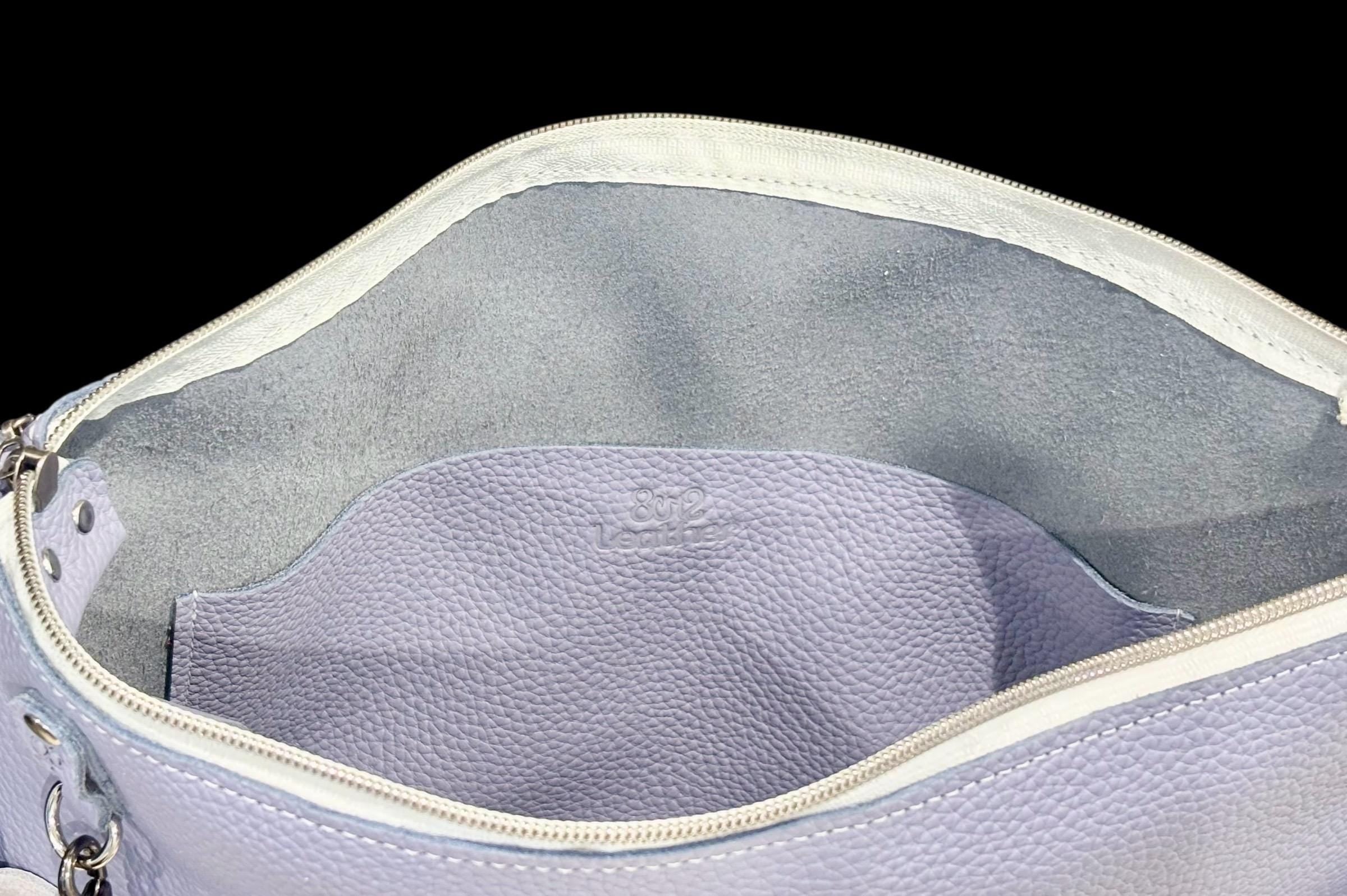 Handcrafted Full Grain Leather Crossbody Bag - Light Blue Shoulder Purse