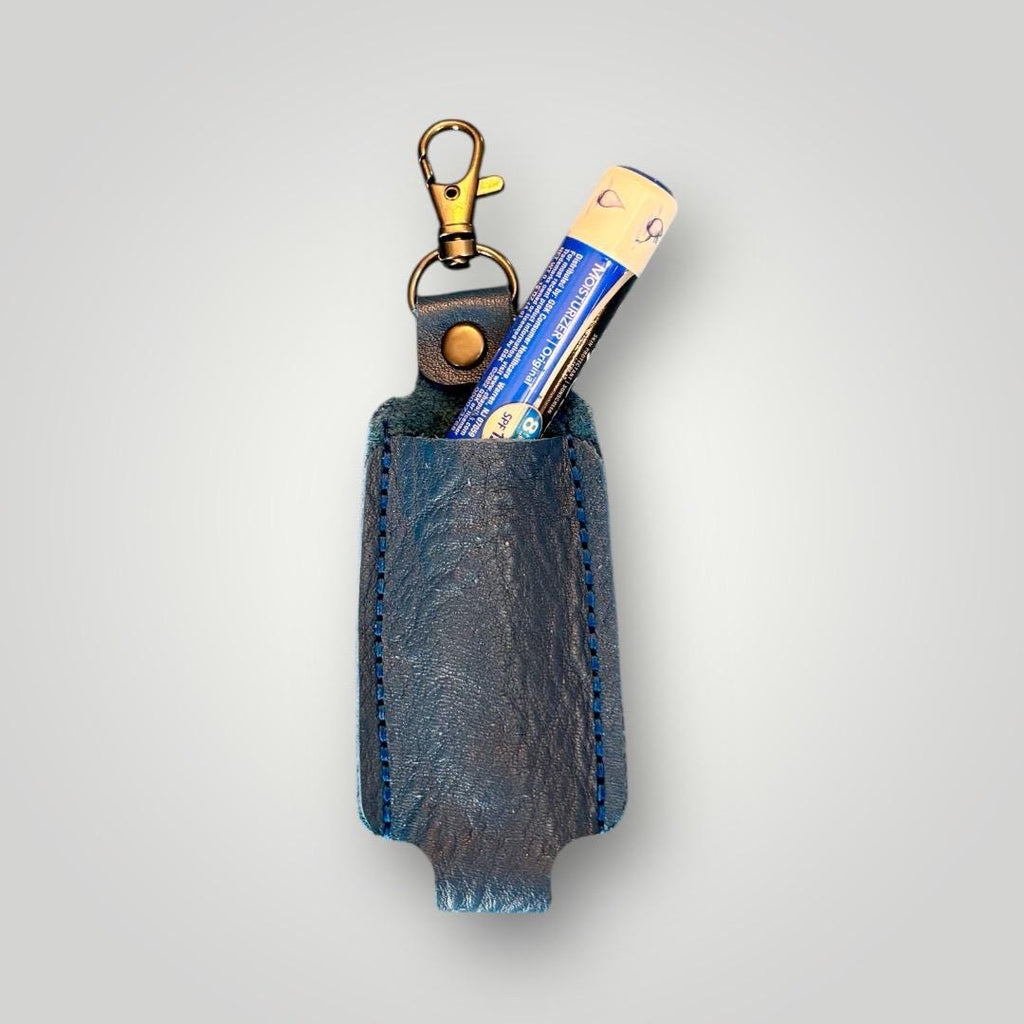 Full Grain Authentic Leather Lipstick or Chapstick Holder Keychain