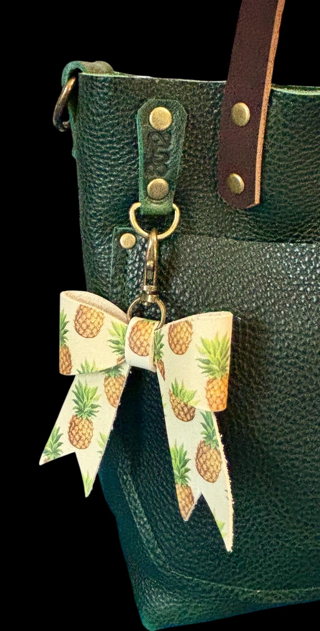 Full Grain Real Leather Forest Green Dog RokStar Crossbody or Shoulder Bag Purse