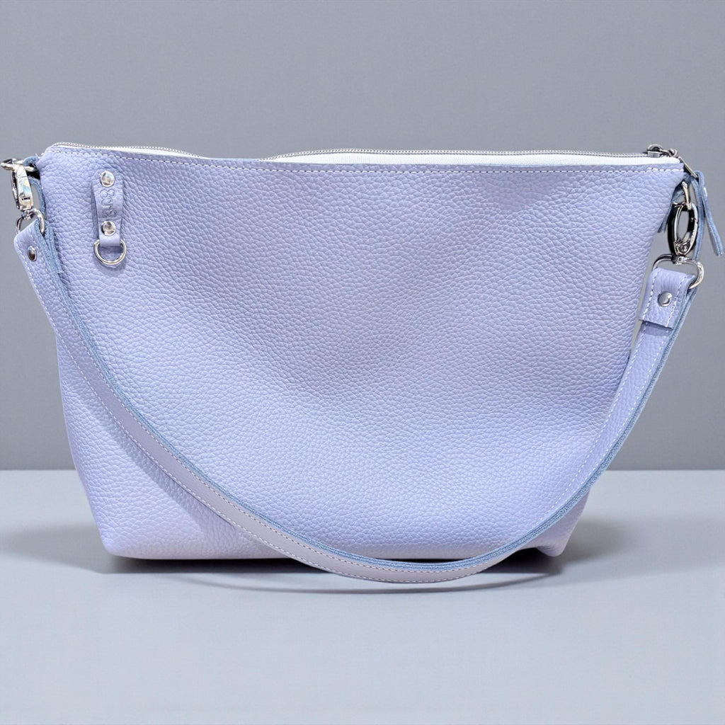 Handcrafted Full Grain Leather Crossbody Bag - Light Blue Shoulder Purse