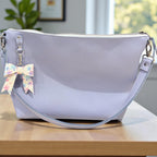 Full Grain Leather Zipper Light Blue Charlotte Shoulder Bag Purse or Crossbody Bag