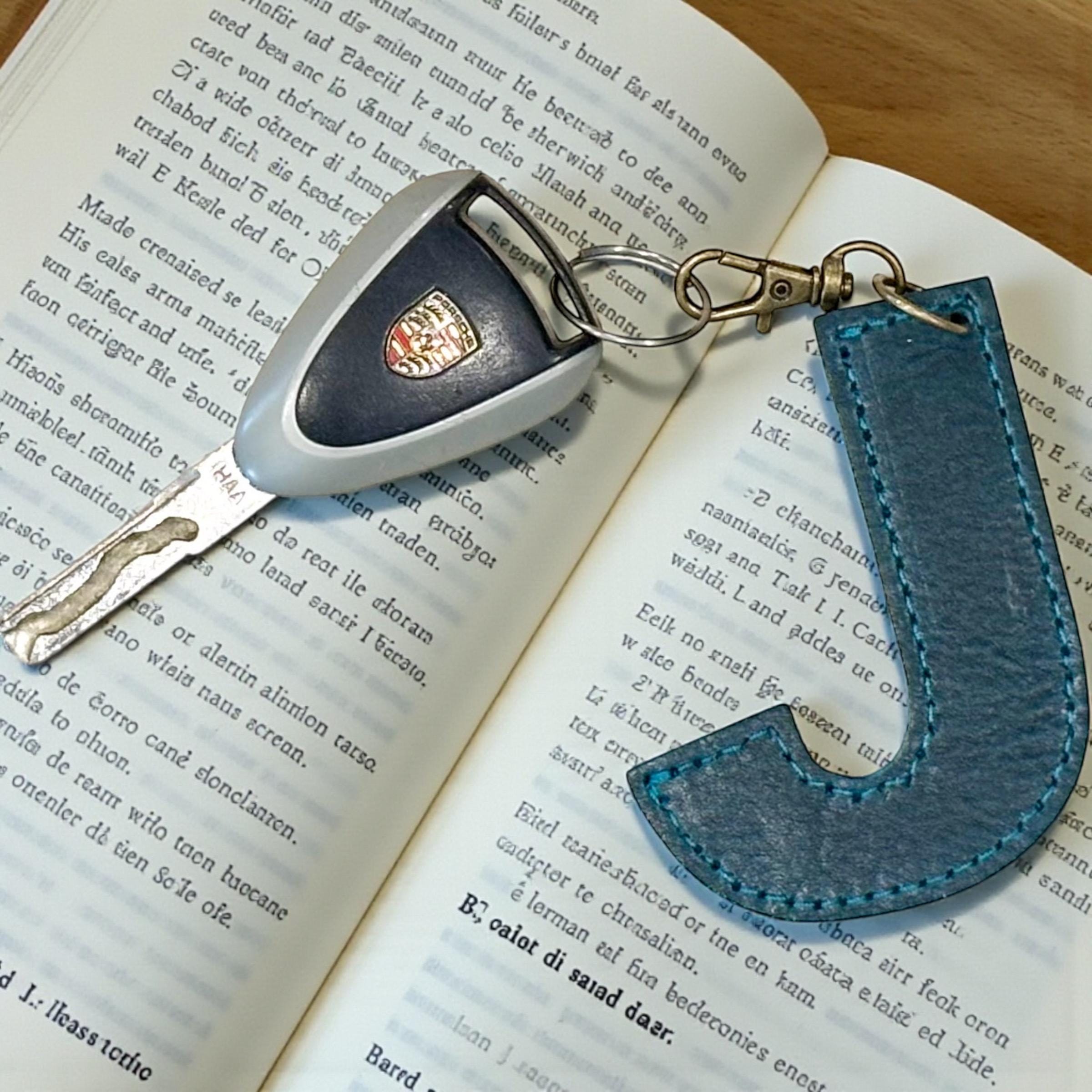 Full Grain Authentic Leather Initial Monogram, Keychain, Bag Charm, Bling