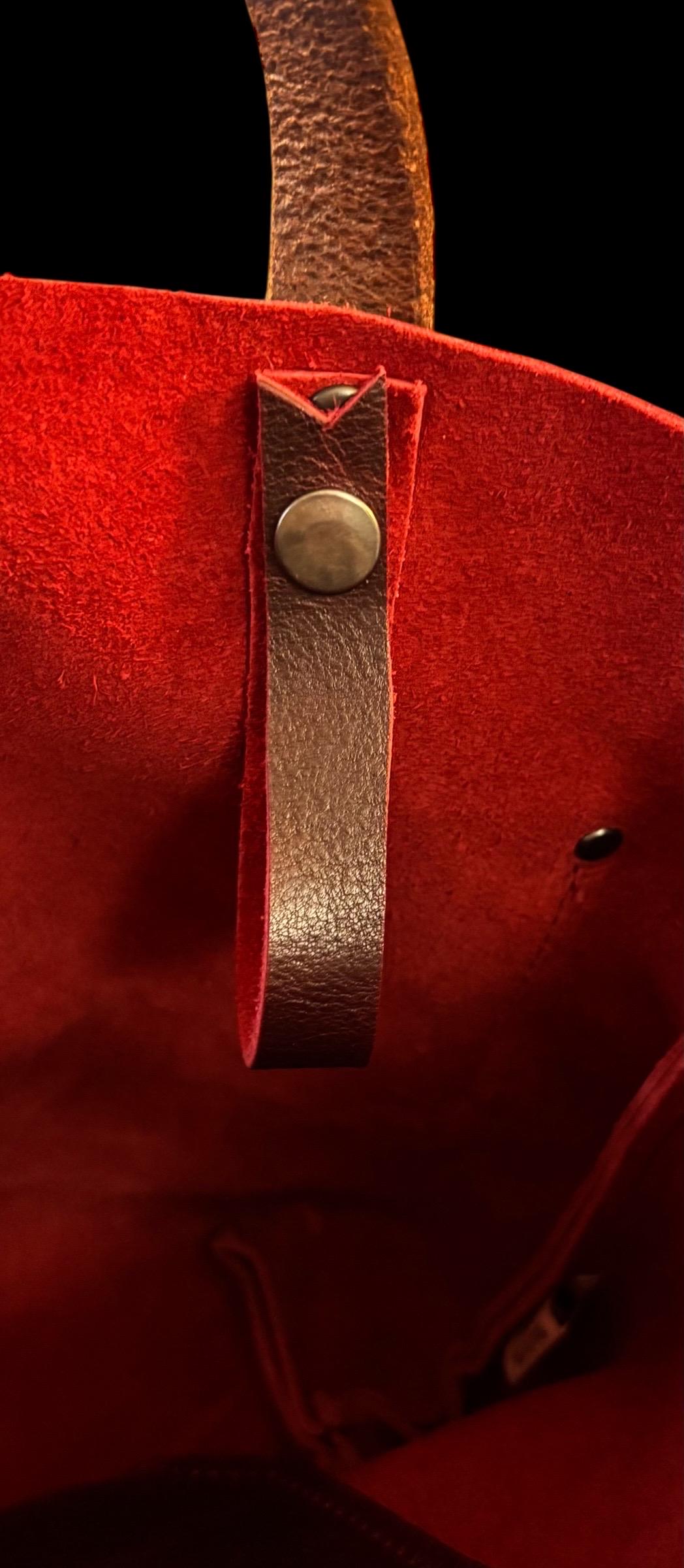 Full Grain Real Leather Black Cherry Dog RokStar Crossbody or Shoulder Bag Purse