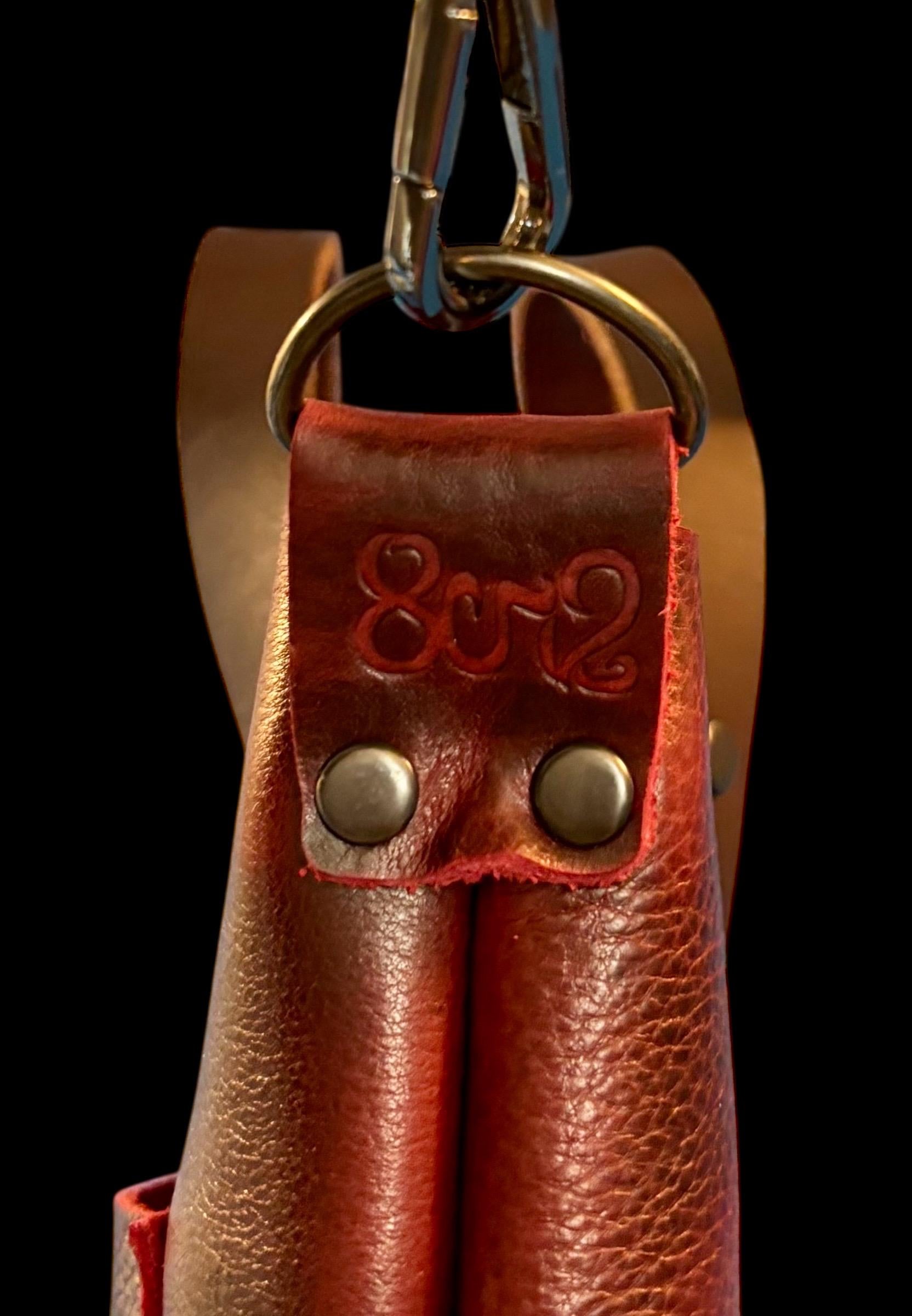 Full Grain Real Leather Black Cherry Dog RokStar Crossbody or Shoulder Bag Purse