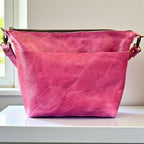Full Grain Leather Zipper Charlie Shoulder Bag Purse or Crossbody Bag Pink Dog Orange Dog Ocean Dog