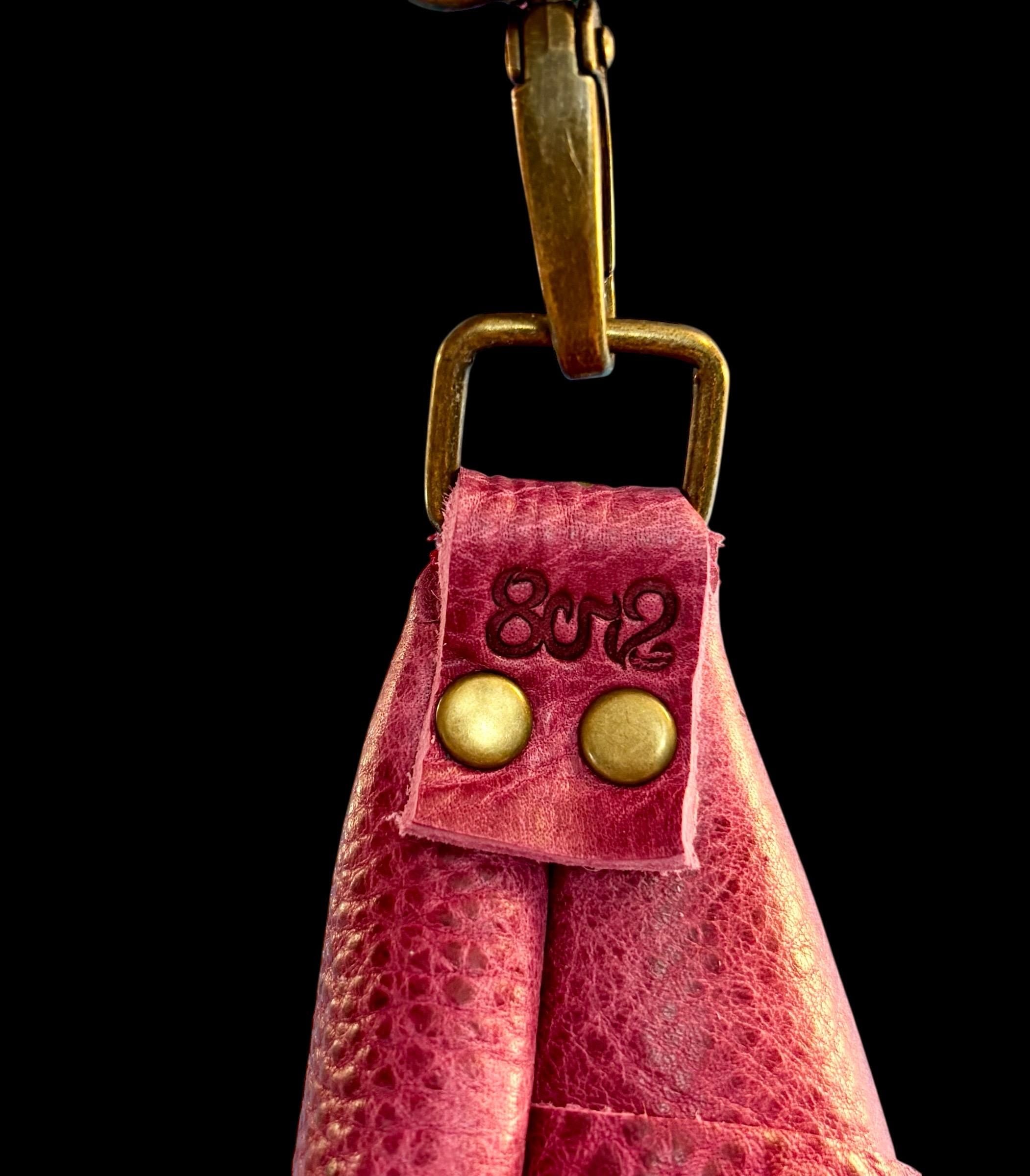Full Grain Leather Zipper Charlie Shoulder Bag Purse or Crossbody Bag Pink Dog Orange Dog Ocean Dog
