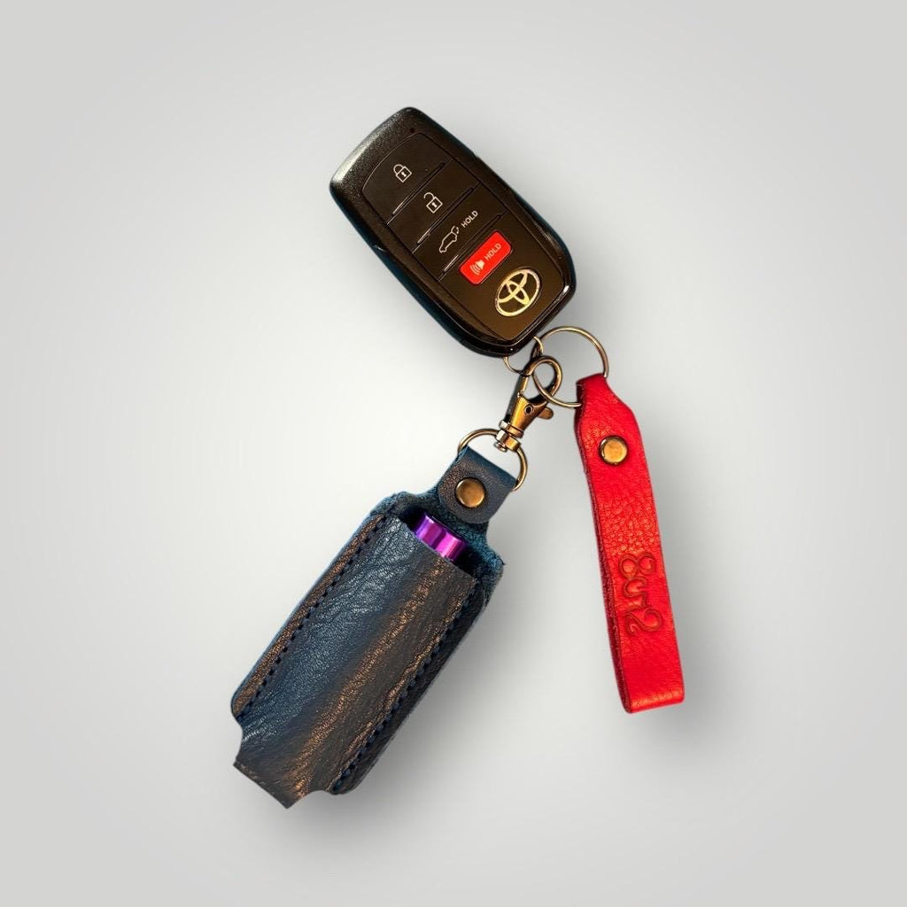 Full Grain Authentic Leather Lipstick or Chapstick Holder Keychain