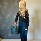 Full Grain Real Leather Forest Green Dog RokStar Crossbody or Shoulder Bag Purse