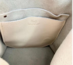 Full Grain Authentic Real Leather Pebbled Chalk White Little Kev Inside Out Tote