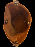 Full Grain Real Leather Brown Dog Bucket Crossbody or Shoulder Bag Purse