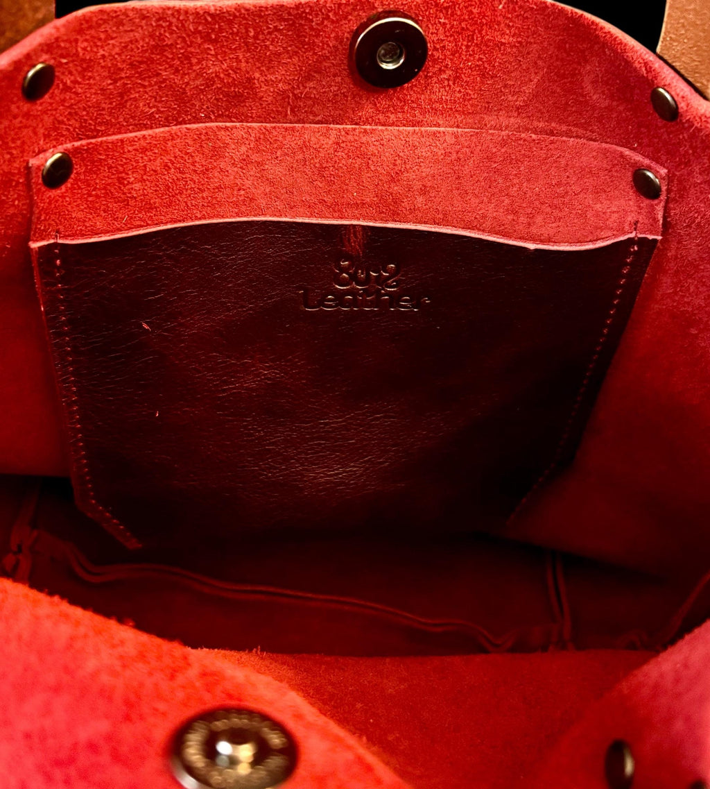 Full Grain Real Leather Black Cherry Dog RokStar Crossbody or Shoulder Bag Purse