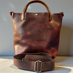 Full Grain Real Leather Black Cherry Dog RokStar Crossbody or Shoulder Bag Purse