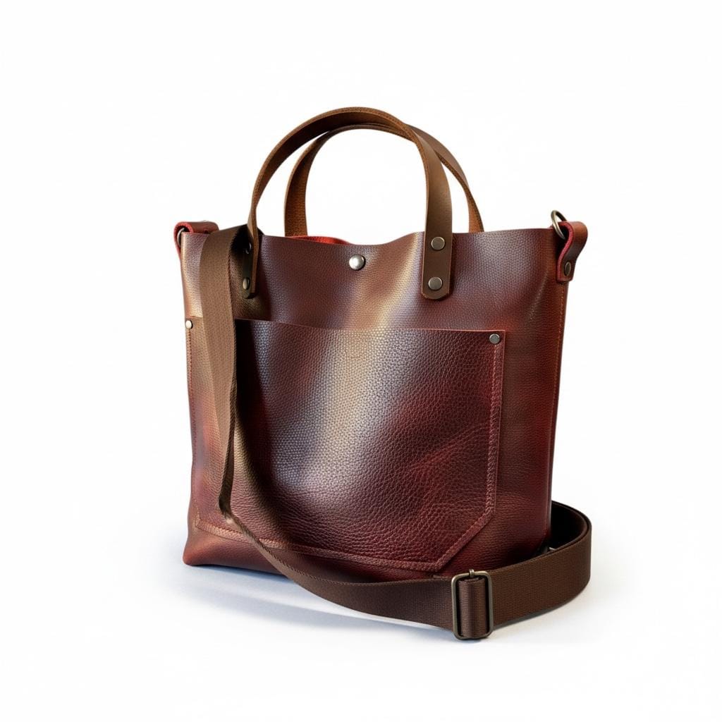 Full Grain Real Leather Black Cherry Dog RokStar Crossbody or Shoulder Bag Purse
