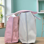 Full Grain Authentic Real Leather Pebbled Chalk White Little Kev Inside Out Tote