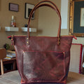 Full Grain Real Leather Zipper Black Cherry Dog Leather Tote Bags-Small-Medium-Large-Extra Large