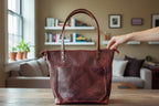 Full Grain Real Leather Zipper Black Cherry Dog Leather Tote Bags-Small-Medium-Large-Extra Large