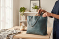 Full Grain Authentic Real Leather Ocean Dog Kevin Inside Out Tote