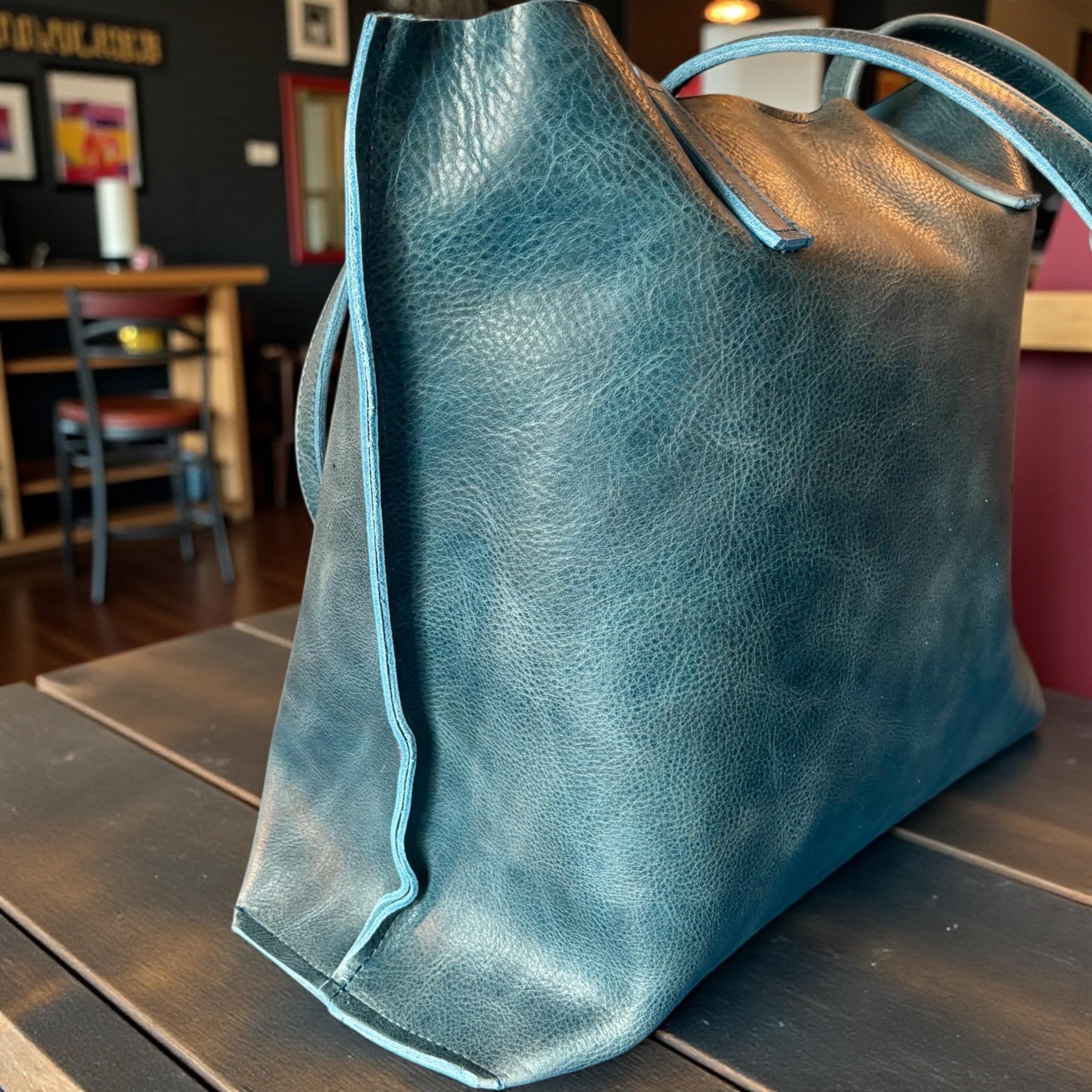 Full Grain Authentic Real Leather Ocean Dog Kevin Inside Out Tote