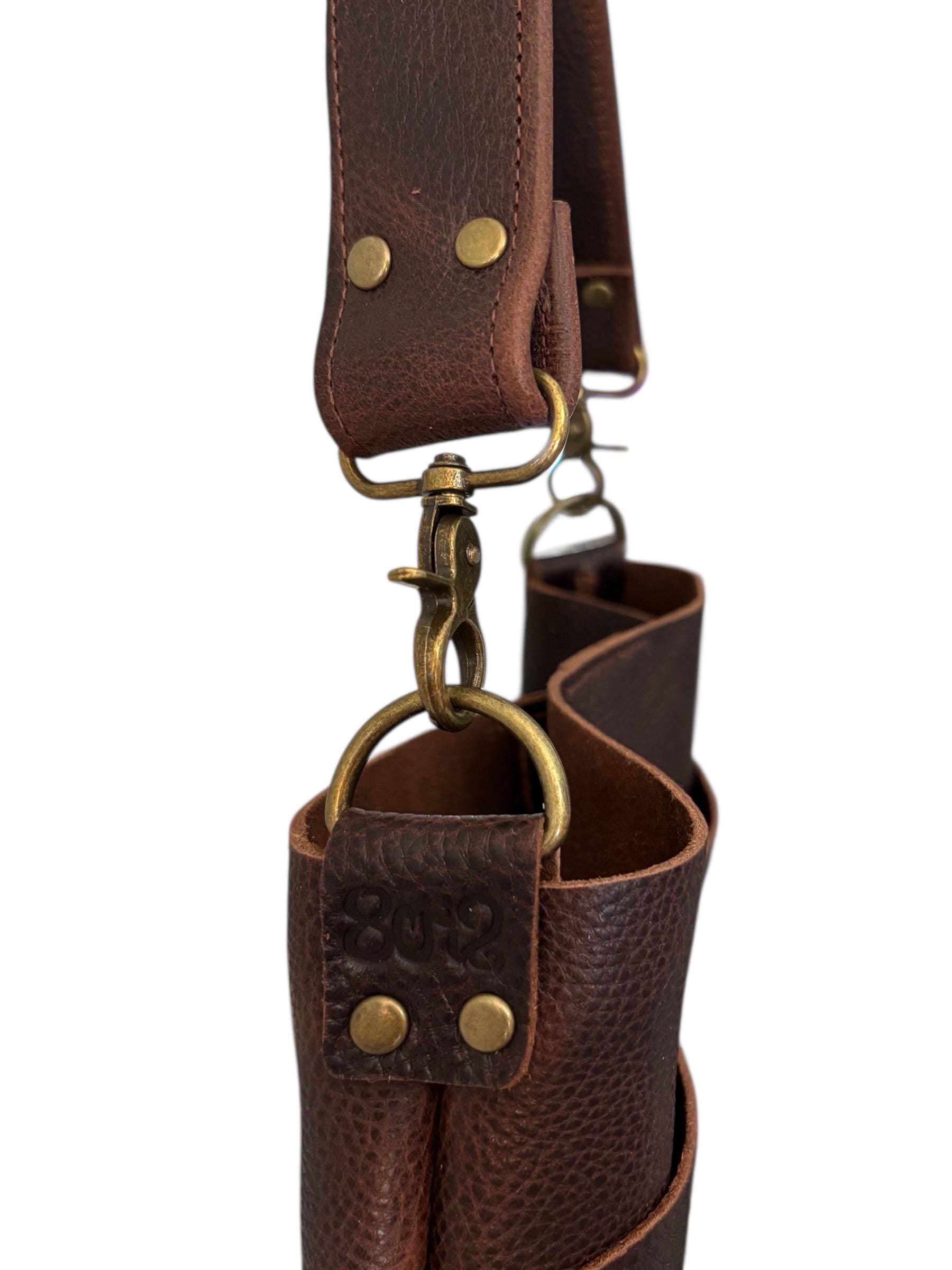 Full Grain Real Leather Authentic Brown Dog Mini Stevie Crossbody or Shoulder Bag Purse
