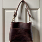 Full Grain Real Leather Authentic Brown Dog Mini Stevie Crossbody or Shoulder Bag Purse