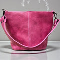 Full Grain Real Leather Pink Dog Mini Bucket Crossbody or Shoulder Bag Purse
