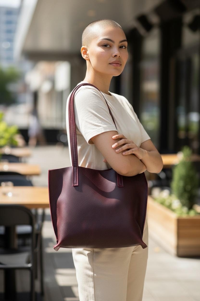 Full Grain Authentic Real Leather Pebbled Pasa Pink Kevin Inside Out Tote