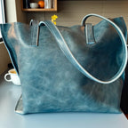 Full Grain Authentic Real Leather Ocean Dog Kevin Inside Out Tote