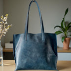 Full Grain Authentic Real Leather Ocean Dog Kevin Inside Out Tote