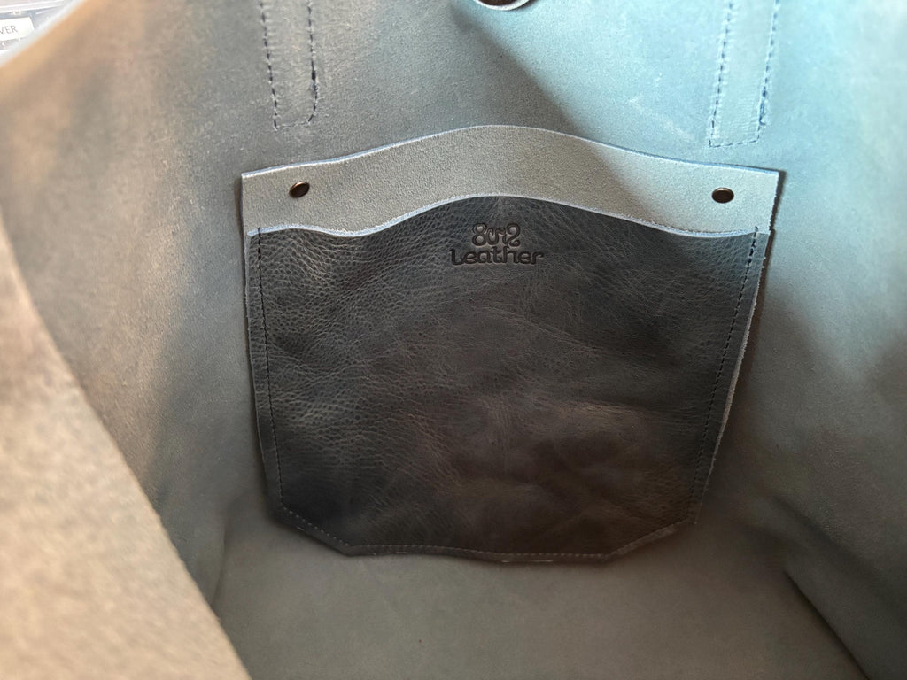 Full Grain Authentic Real Leather Ocean Dog Kevin Inside Out Tote
