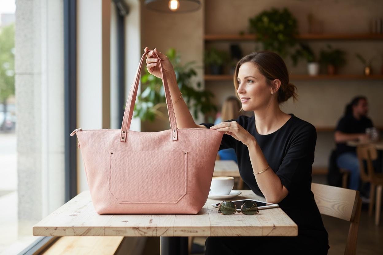 Full Grain Leather Salmon Travel Tote Bag with Trolley Sleeve