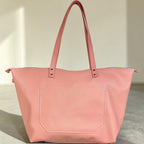 Full Grain Leather Salmon Travel Tote Bag with Trolley Sleeve