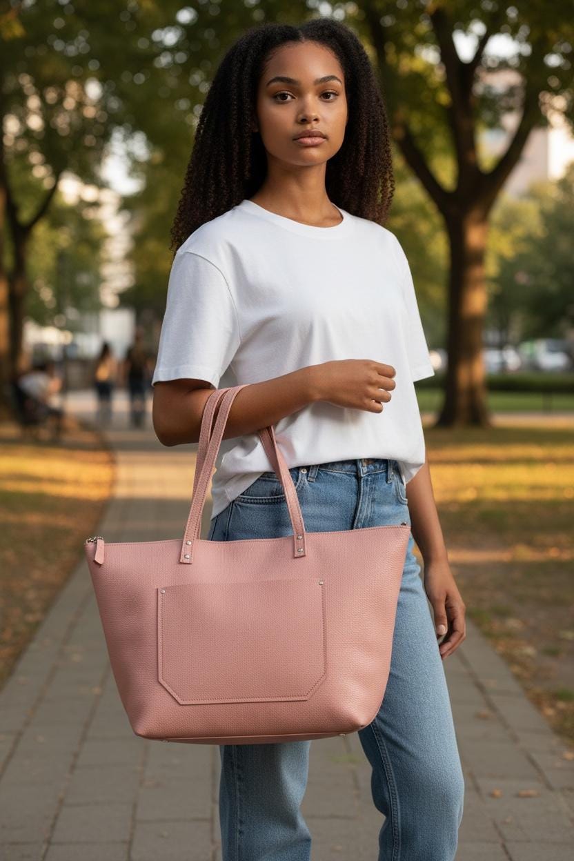 Full Grain Leather Salmon Travel Tote Bag with Trolley Sleeve