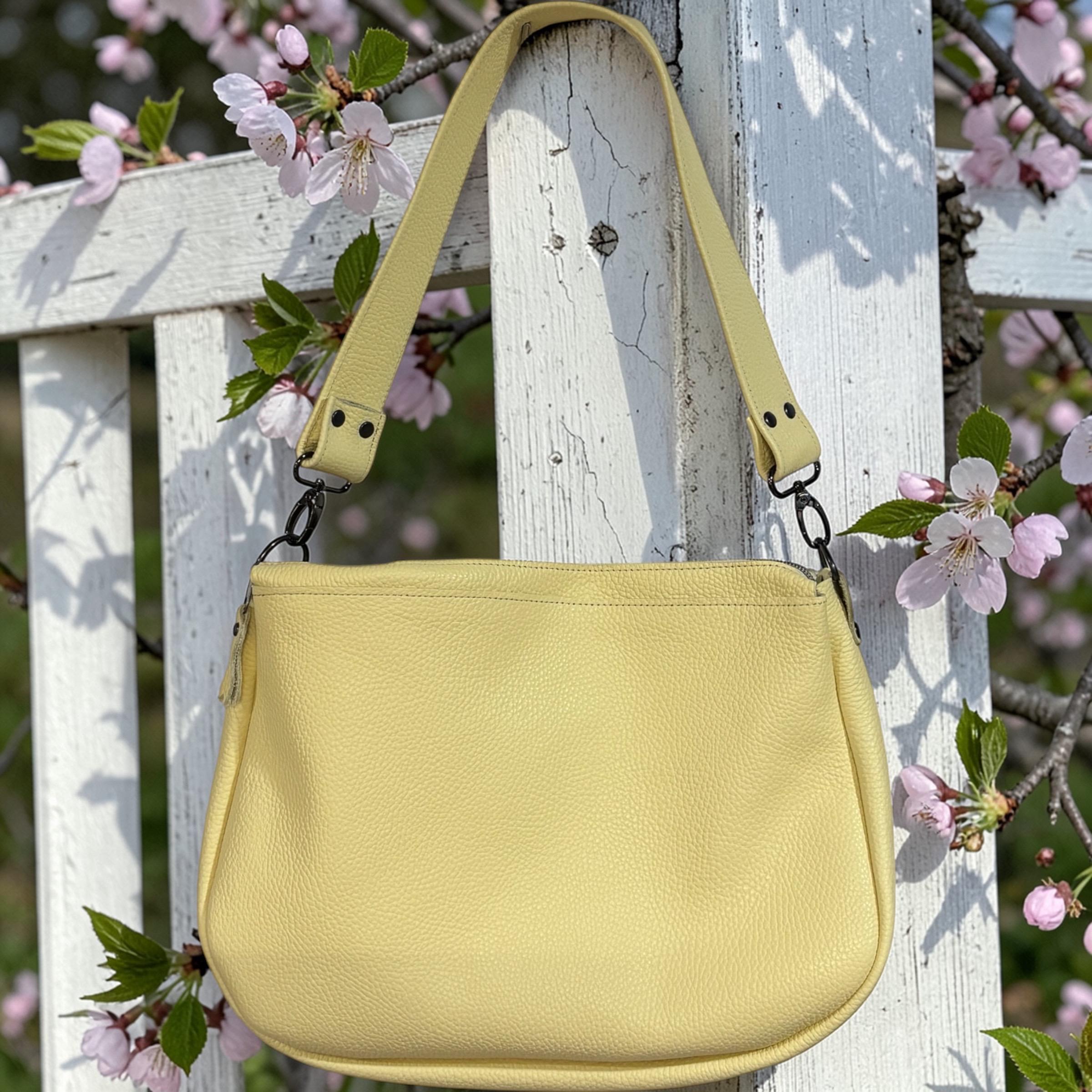 Full Grain Real Leather Zipper Butter 1975 Boho Crossbody or Shoulder Bag Purse - Small