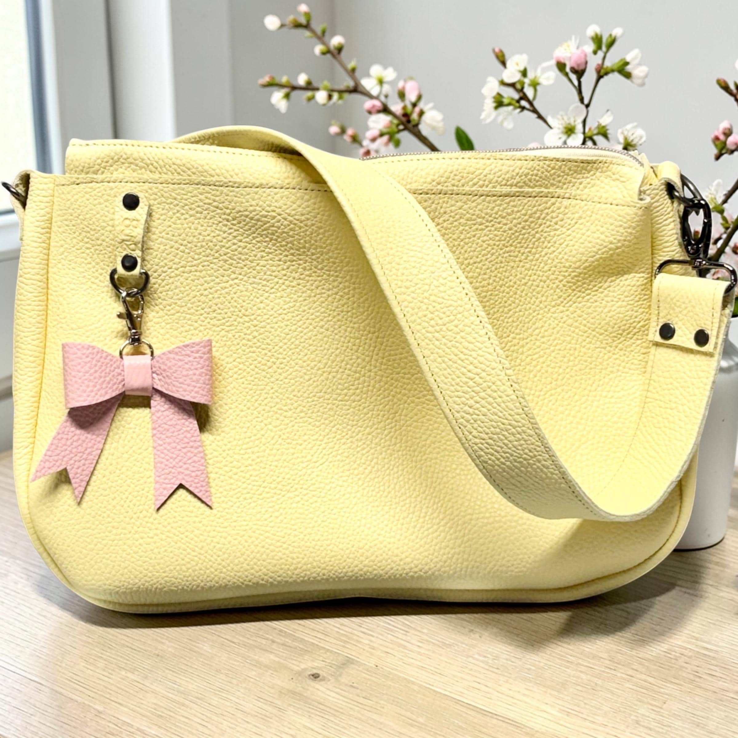 Full Grain Real Leather Zipper Butter 1975 Boho Crossbody or Shoulder Bag Purse - Small