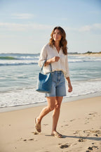 Full Grain Real Leather Ocean Dog Mini Bucket Crossbody or Shoulder Bag Purse