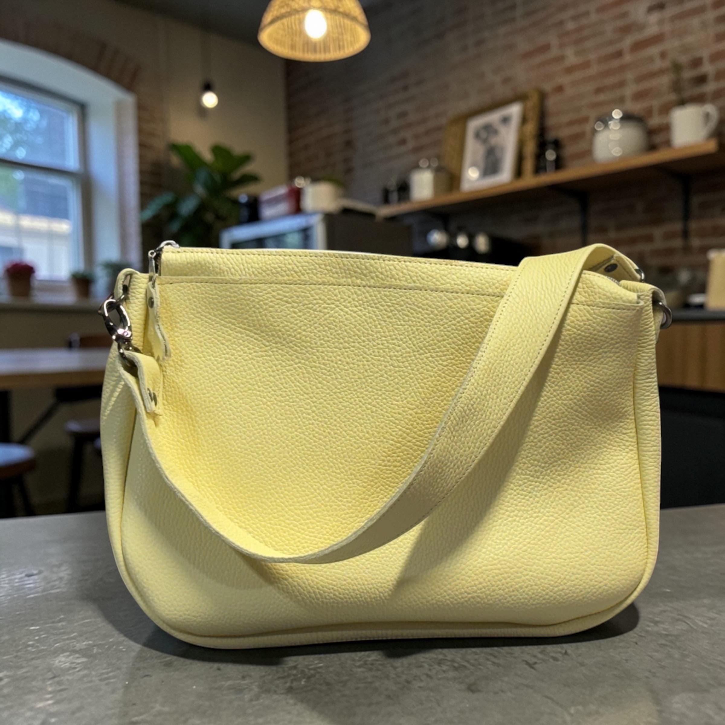 Full Grain Real Leather Zipper Butter 1975 Boho Crossbody or Shoulder Bag Purse - Small