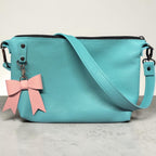 Full Grain Leather Zipper Pebbled Tuscan Turquoise Penny Shoulder Bag Purse or Crossbody Bag