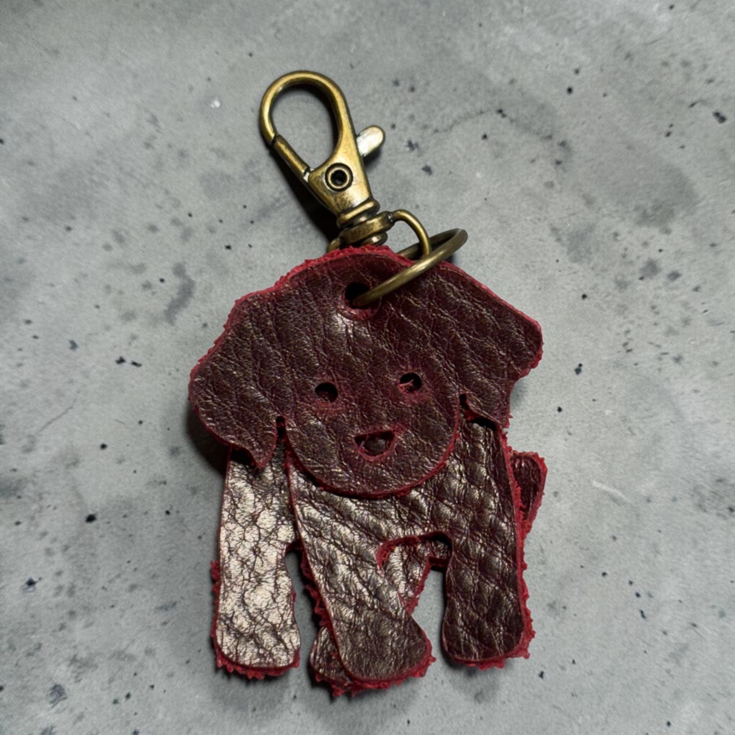 Full Grain Leather Puppy Dog Flair Bag Charm